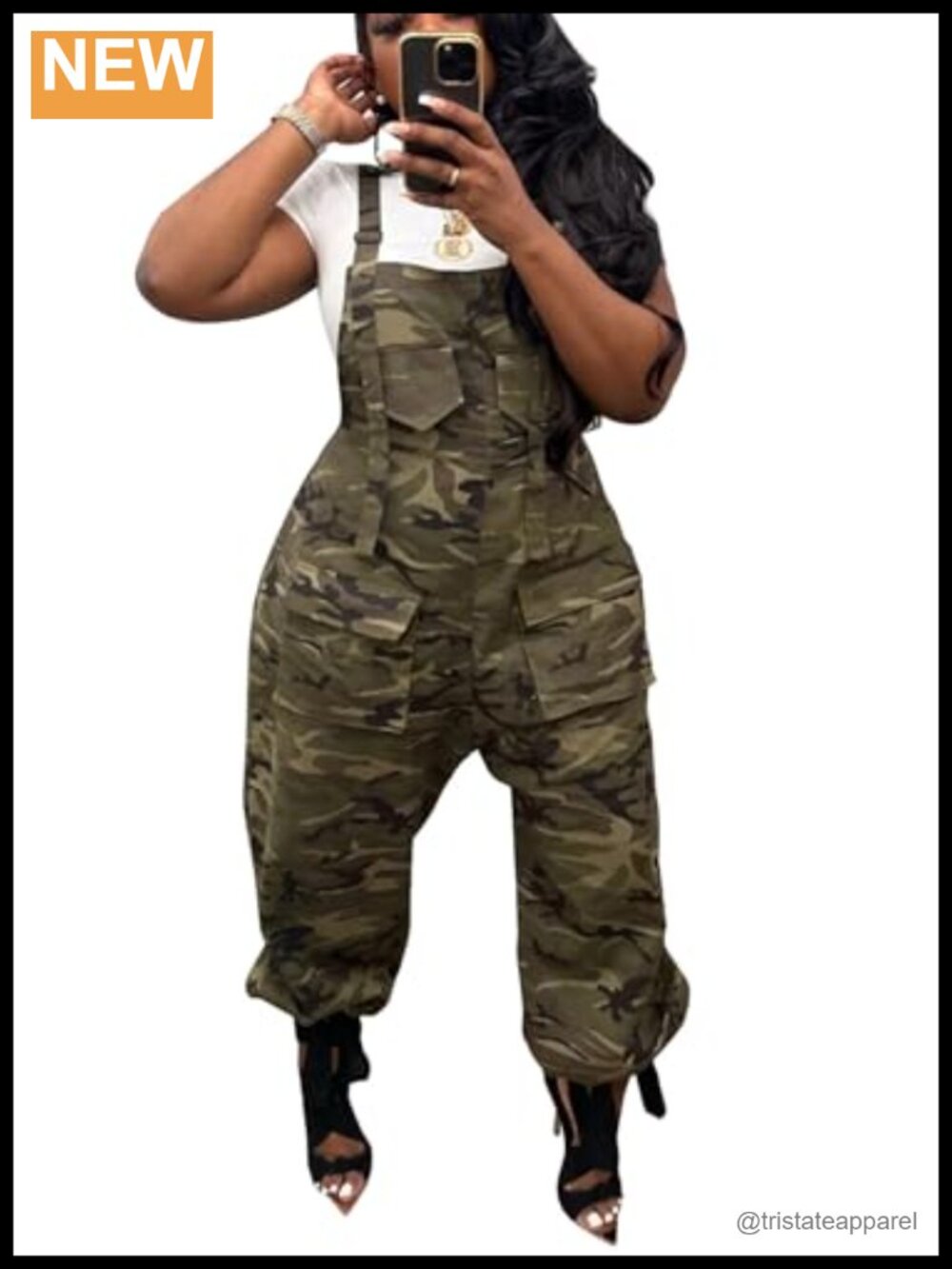 Women's Camo Cargo Jumpsuit Baggy Camouflage Overalls